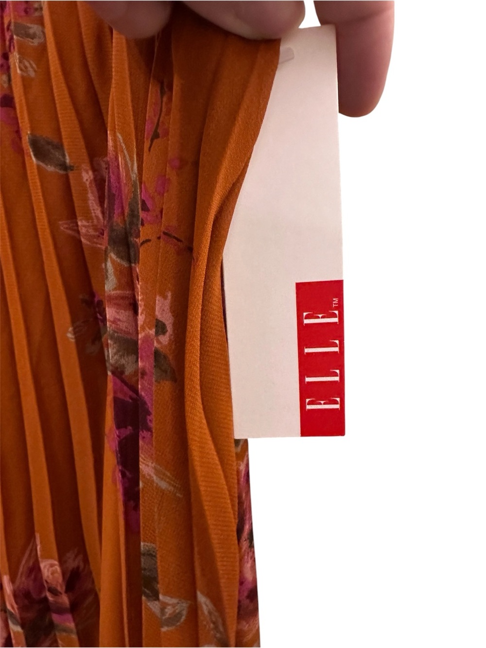 Pleated Maxi Skirt with Burgundy Floral Print - Picture 2 of 6